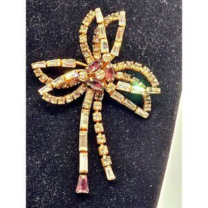 Late 1940s 12k Gold Filled Signed Phyllis/Scitarelli Brooch Purple Floral Brooch